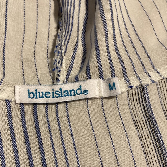 🍋Blue Islands Striped with PomPom detail Swim Suit Coverup with Hood M - Picture 11 of 12